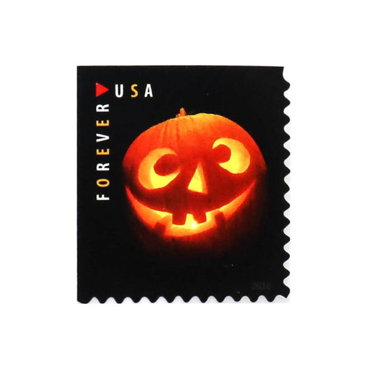 2016 First-Class Forever Stamp - Jack-O'-Lanterns: Round Eyes and Four Teeth